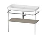 Duravit Happy D.2 Plus Möbelwaschtisch-Kombination HP4838N9292 97,5 x 49 cm, ohne Hahnloch, steingrau seidenmatt, mit Metallkonsole
