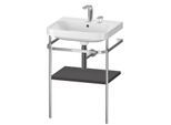 Duravit Happy D.2 Plus Möbelwaschtisch-Kombination HP4835E8080 57,5 x 49 cm, 2 Hahnlöcher, graphit supermatt, mit Metallkonsole