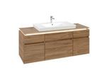 Villeroy und Boch Legato Waschtischunterschrank B699L0RH 140x55x50cm, Waschtisch mittig, mit LED-Beleuchtung, Kansas Oak