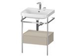 Duravit Happy D.2 Plus Möbelwaschtisch-Kombination HP4840E6060 57,5 x 49 cm, 2 Hahnlöcher, taupe seidenmatt, mit Metallkonsole