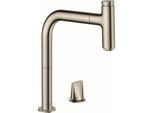 hansgrohe Metris Select M7119-H200 Küchenarmatur 73804800, Edelstahl-Optik, Ausziehauslauf, sBox