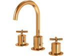 Steinberg Serie 250 Waschtisch-3-Loch-Armatur 2502000RG mit Ablaufgarnitur, Rose Gold