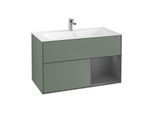 Villeroy und Boch Finion Waschtischunterschrank F040GKGM 99,6x59,1x49,8cm, Regal rechts Anthracite matt, Olive Matt Lacquer