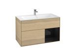 Villeroy und Boch Finion Waschtischunterschrank F040PHPC 99,6x59,1x49,8cm, Regal rechts Glossy Black Lacquer, Oak Veneer