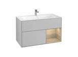 Villeroy und Boch Finion Waschtischunterschrank F040PCGJ 99,6x59,1x49,8cm, Regal rechts Oak Veneer, Light grey matt
