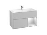 Villeroy und Boch Finion Waschtischunterschrank F040MTGJ 99,6x59,1x49,8cm, Regal rechts White matt lacquer, Light grey matt