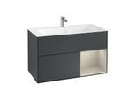Villeroy und Boch Finion Waschtischunterschrank F040HHHG 99,6x59,1x49,8cm, Regal rechts Sand Matt, Midnight Blue Matt Lacquer
