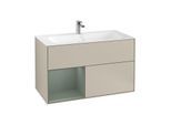 Villeroy und Boch Finion Waschtischunterschrank G030GMHH 99,6x59,1cm, Wandbeleuchtung, Regal links Olive Matt Lacquer, Sand Matt Lacquer