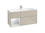 Villeroy und Boch Finion Waschtischunterschrank F060MTHH 119,6x59,1cm, Regal links White matt lacquer, Sand Matt Lacquer