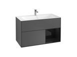 Villeroy und Boch Finion Waschtischunterschrank F040PHGK 99,6x59,1x49,8cm, Regal rechts Glossy Black Lacquer, Anthracite matt