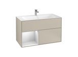 Villeroy und Boch Finion Waschtischunterschrank F030MTHH 99,6x59,1x49,8cm, Regal links White matt lacquer, Sand Matt Lacquer