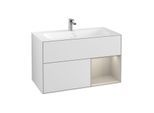 Villeroy und Boch Finion Waschtischunterschrank F040HHMT 99,6x59,1x49,8cm, Regal rechts Sand Matt, White matt lacquer