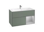 Villeroy und Boch Finion Waschtischunterschrank F040GJGM 99,6x59,1x49,8cm, Regal rechts Light grey matt, Olive Matt Lacquer
