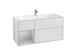 Villeroy und Boch Finion Waschtischunterschrank G060GJMT 119,6x59,1cm, Emotion, Regal links Light grey matt, White matt lacquer