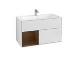 Villeroy und Boch Finion Waschtischunterschrank G030GNMT 99,6x59,1cm, Wandbeleuchtung, Regal links Walnut veneer, White matt lacquer