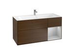 Villeroy und Boch Finion Waschtischunterschrank F070GJGN 119,6x59,1cm, Regal rechts Light grey matt, Walnut veneer