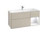 Villeroy und Boch Finion Waschtischunterschrank G070GFHH 119,6x59,1cm, Emotion, Regal rechts Glossy white lacquer, Sand Matt Lacquer