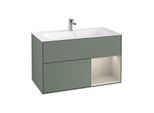 Villeroy und Boch Finion Waschtischunterschrank F040HHGM 99,6x59,1x49,8cm, Regal rechts Sand Matt, Olive Matt Lacquer
