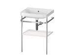 Duravit Happy D.2 Plus Möbelwaschtisch-Kombination HP4835N3939 57,5 x 49 cm, ohne Hahnloch, nordic weiß seidenmatt, mit Metallkonsole