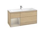 Villeroy und Boch Finion Waschtischunterschrank F060HHPC 119,6x59,1cm, Regal links Sand Matt Lacquer, Oak Veneer