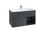 Villeroy und Boch Finion Waschtischunterschrank F040PHHG 99,6x59,1x49,8cm, Regal rechts Glossy Black Lacquer, Midnight Blue Matt Lacquer