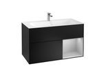 Villeroy und Boch Finion Waschtischunterschrank G040GJPD 99,6x59,1cm, Emotion, Regal rechts Light grey matt, Black matt lacquer