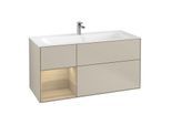 Villeroy und Boch Finion Waschtischunterschrank F060PCHH 119,6x59,1cm, Regal links Oak Veneer, Sand Matt Lacquer
