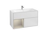 Villeroy und Boch Finion Waschtischunterschrank G030HHMT 99,6x59,1cm, Wandbeleuchtung, Regal links Sand Matt Lacquer, White matt lacquer