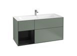 Villeroy und Boch Finion Waschtischunterschrank G060PHGM 119,6x59,1cm, Emotion, Regal links Glossy Black Lacquer, Olive Matt Lacquer
