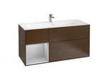 Villeroy und Boch Finion Waschtischunterschrank G060GJGN 119,6x59,1cm, Emotion, Regal links Light grey matt, Walnut veneer