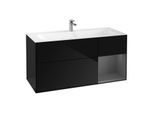 Villeroy und Boch Finion Waschtischunterschrank G070GKPH 119,6x59,1cm, Emotion, Regal rechts Anthracite matt, Glossy Black Lacquer