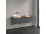 Villeroy und Boch Antao Waschtisch-Unterschrank L26012GK 160x36x50cm, Waschbeckenplattenfarbe warm walnut, anthracite matt lacquer, mit Beleuchtung