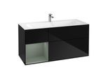 Villeroy und Boch Finion Waschtischunterschrank G060GMPH 119,6x59,1cm, Emotion, Regal links Olive Matt Lacquer, Glossy Black Lacquer