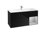 Villeroy und Boch Finion Waschtischunterschrank F070GJPH 119,6x59,1cm, Regal rechts Light grey matt, Glossy Black Lacquer