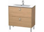 Duravit Brioso Waschtischunterbau BR440701052 820x389mm, Europ. Eiche, 2 Auszüge, Griff Chrom