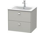 Duravit Brioso Waschtischunterbau BR410101007 620x553 mm, Betongrau Matt, 2 Auszüge, Griff Chrom