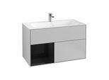 Villeroy und Boch Finion Waschtischunterschrank F030PHGJ 99,6x59,1x49,8cm, Regal links Glossy Black Lacquer, Light grey matt