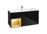 Villeroy und Boch Finion Waschtischunterschrank F060HFPH 119,6x59,1cm, Regal links Gold matt, Glossy Black Lacquer