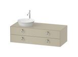 Duravit White Tulip Waschtisch-Unterschrank WT4992LH3H3 130 x 55 cm, Taupe Hochglanz, wandhängend, 2 Schubkästen mit Griff, Becken links