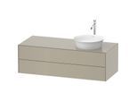 Duravit White Tulip Waschtisch-Unterschrank WT4987R6060 130 x 55 cm, Taupe Seidenmatt, wandhängend, 2 Schubkästen, 1 Konsolenplatte, Becken rechts