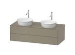 Duravit White Tulip Waschtisch-Unterschrank WT4988BH2H2 130 x 55 cm, Steingrau Hochglanz, wandhängend, 2 Schubkästen, 1 Konsolenplatte, Becken beidseitig