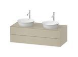 Duravit White Tulip Waschtisch-Unterschrank WT4988BH3H3 130 x 55 cm, Taupe Hochglanz, wandhängend, 2 Schubkästen, 1 Konsolenplatte, Becken beidseitig