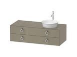 Duravit White Tulip Waschtisch-Unterschrank WT4992RH2H2 130 x 55 cm, Steingrau Hochglanz, wandhängend, 2 Schubkästen mit Griff, Becken rechts
