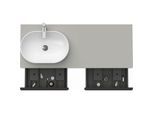 Duravit D-Neo Waschtisch-Unterschrank DE4950L0707 140 x 55 cm, Betongrau Matt, wandhängend, 2 Auszüge, 1 Konsolenplatte, Becken links