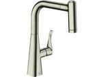 hansgrohe Metris M71 220 Küchenarmatur 14834800 Edelstahl-Optik, schwenkbarer Auslauf