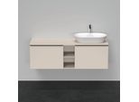 Duravit D-Neo Waschtisch-Unterschrank DE4950R9191 140 x 55 cm, Taupe Matt, wandhängend, 2 Auszüge, 1 Konsolenplatte, Becken rechts