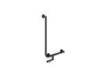 Hewi System 900 Winkelgriff 900.22.14060DC Edelstahl pulverbeschichtet schwarz tiefmatt, 750 x 500 mm, Ausführung rechts
