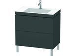 Duravit L-Cube Waschtisch-Unterschrank LC6937O4949 80 x 48 cm, 1 Hahnloch, graphit matt, 2 Auszüge, bodenstehend