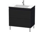 Duravit L-Cube Waschtisch-Unterschrank LC6937O1616 80 x 48 cm, 1 Hahnloch, Eiche schwarz, 2 Auszüge, bodenstehend