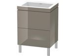 Duravit L-Cube Waschtisch-Unterschrank LC6936N8989 60 x 48 cm, ohne Hahnloch, flannel grey hochglanz, 2 Auszüge, bodenstehend